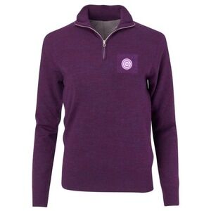 Full Turn Medium $198 Cubs Purple Loro Piana Merino Wool Quarter Zip Sweater